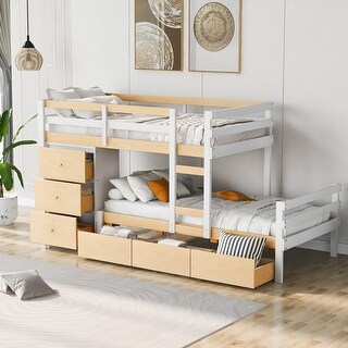 Streamlined Twin over Twin Loft Bunk Bed with Storage Drawers - Space Saving Design