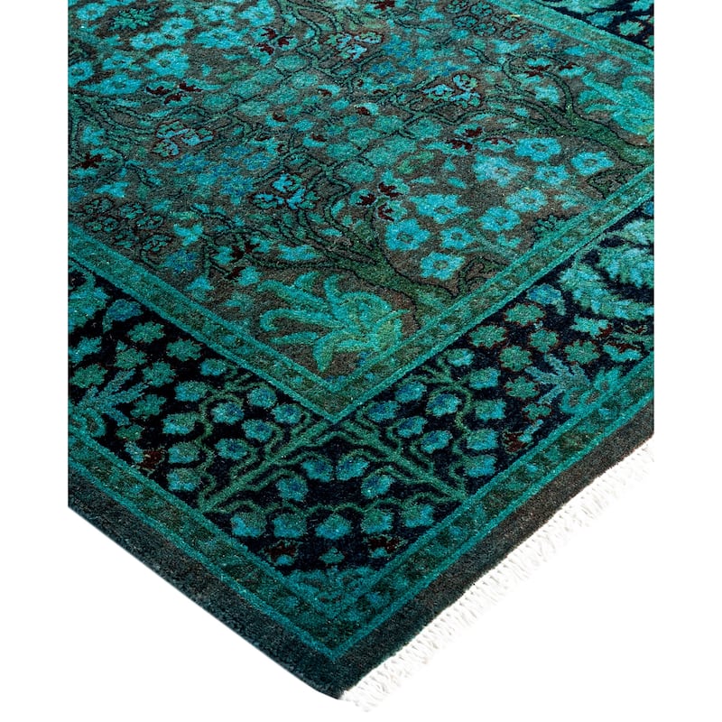 Overdyed One-of-a-Kind Hand-Knotted Area Rug - Green - 2' 8" x 10' 7"