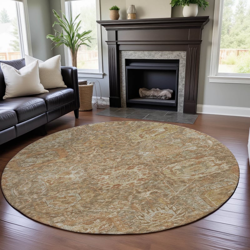 Premium Washable Super Soft Vintage Farmhouse Mayfield Rug - Khaki - 8' x 8'