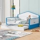 preview thumbnail 1 of 26, Roomfitters Full size Wooden Daybed with Trundle and sensor light Blue