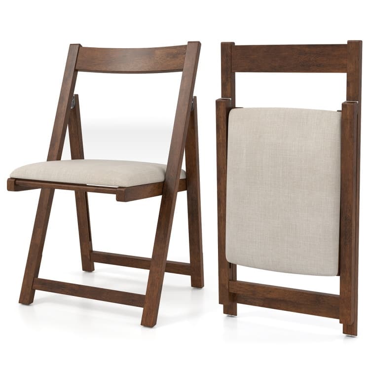 Rubber Wood Dining Chairs Set of 4 with Cushioned Seats Ergonomic Backrest - 22.5" x 19.5" x 34"