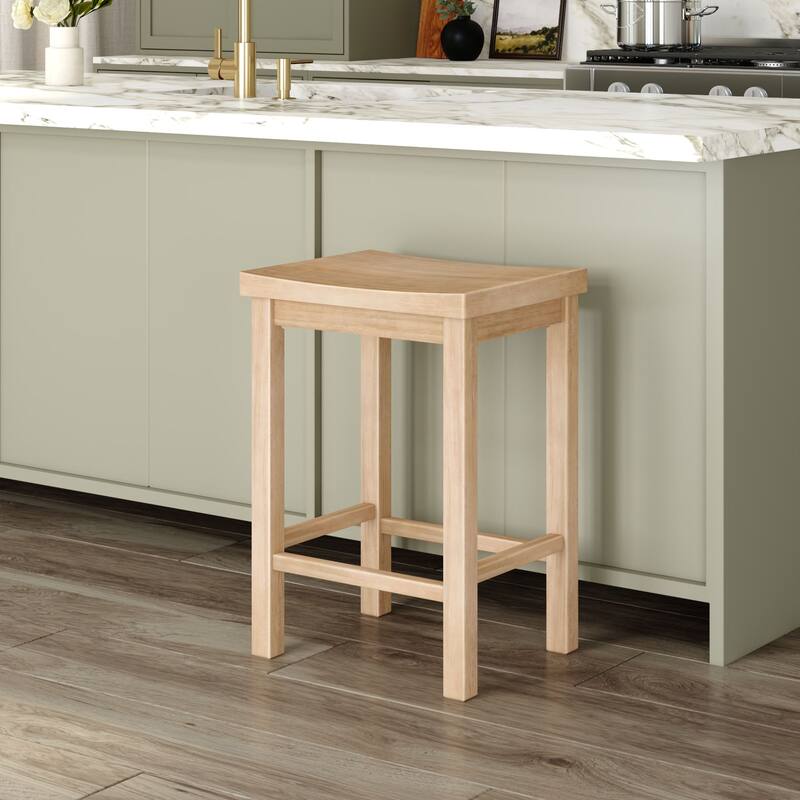 Now Furniture Solid Wood Backless Saddle Seat Counter Height Stool - Blonde - Single