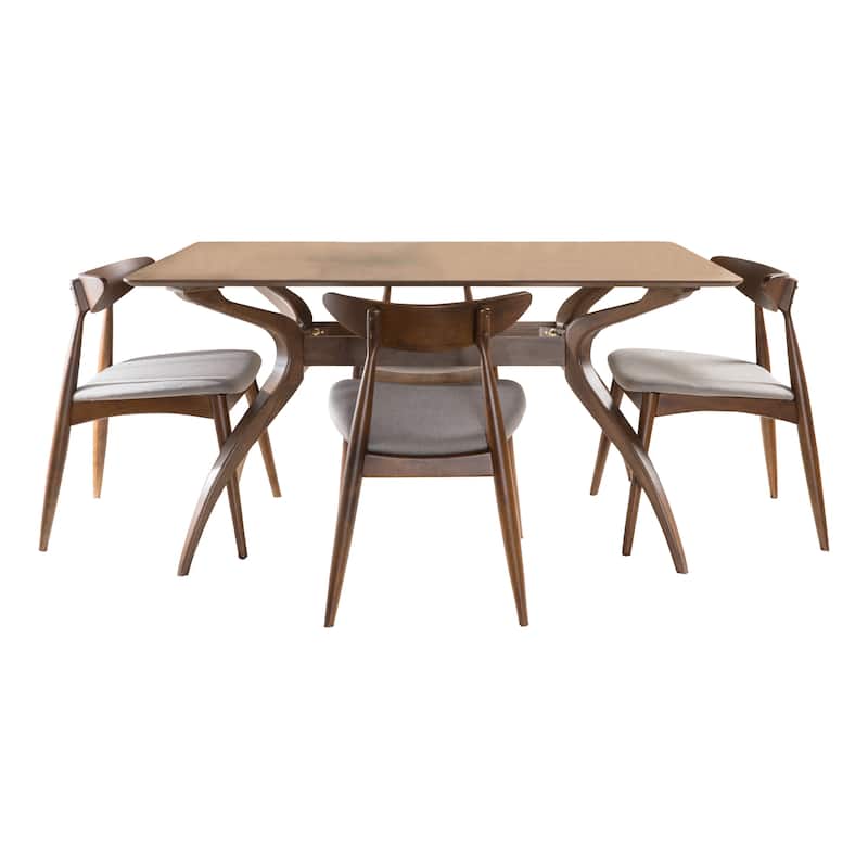 Carson Carrington Lund Mid-Century 5-piece Large Wood Rectangular Dining Set with Curved Legs by Christopher Knight Home