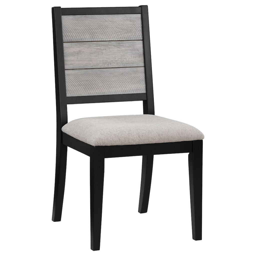 Black/Gray Fabric Upholstered Wood Frame Dining Chair, Set of 2, Sturdy Dining Chair for Dining Rooms - 21.75