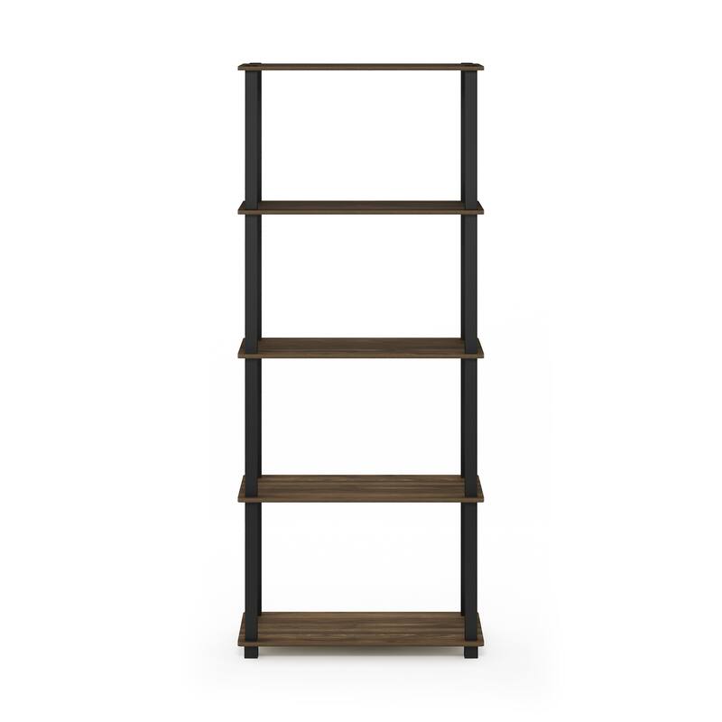 Furinno Turn-S-Tube 5-Tier Square Leg Multipurpose Display Rack - Columbia Walnut/Black