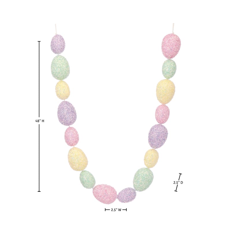 48" Iridescent Glitter Egg Garland