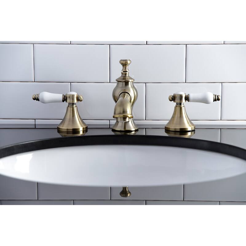Bel-Air Deck Mount Widespread Bathroom Faucet with Brass Pop-Up