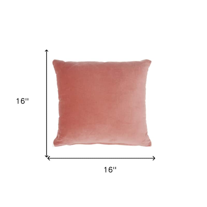 16" Pink Velvet Throw Pillow