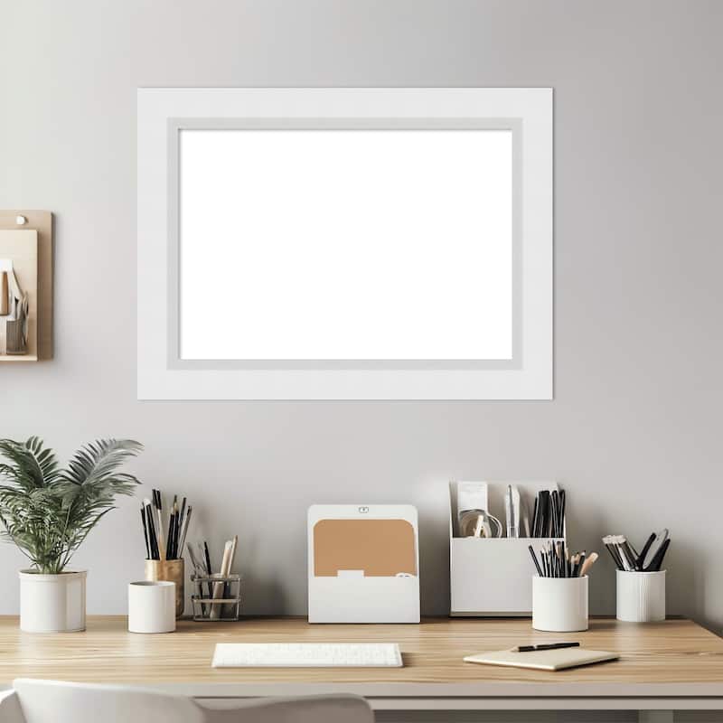 Amanti Art Blanco White Framed Dry Erase Magnetic Board