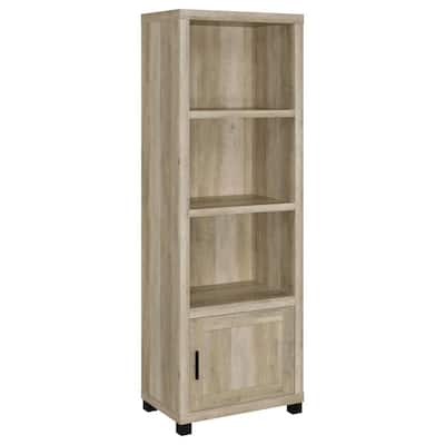 Sac 71 Inch Media Pier Tower with 3 Shelves and Cabinet, Antique Pine Wood