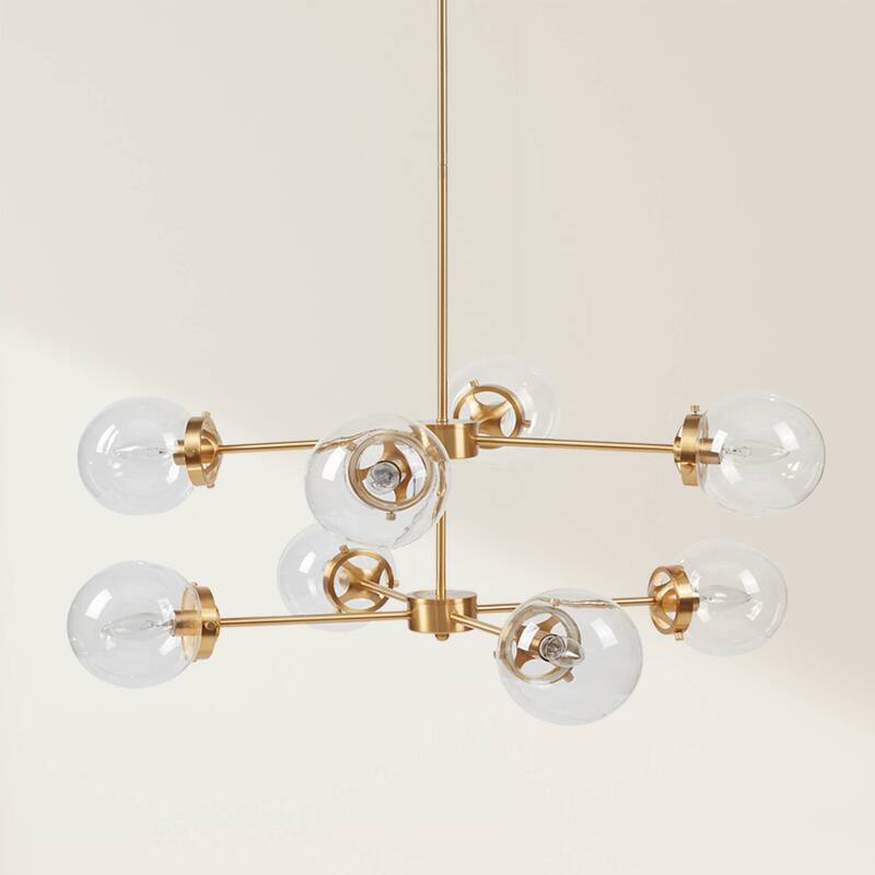 INK+IVY Calista 8-Light Metal Chandelier with Globe Bulbs - Gold/Clear