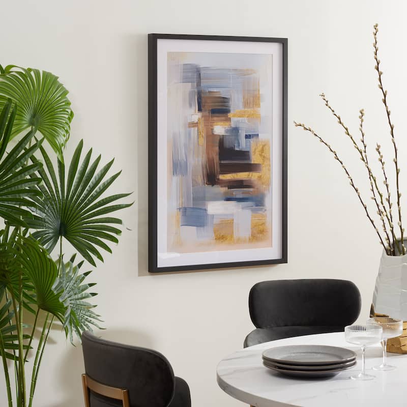 SAFAVIEH Gullveig Harmony Hand Painting, 24 x 36, Framed Wall Art - Multicolor - 24WX2DX36H - Silver
