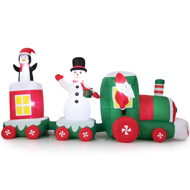Costway 11.5 FT Christmas Inflatables Train with Snowman Penguin - as pic shows - See Details