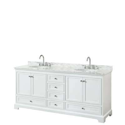 Deborah 80-inch Double Vanity, Oval Sinks, No Mirrors