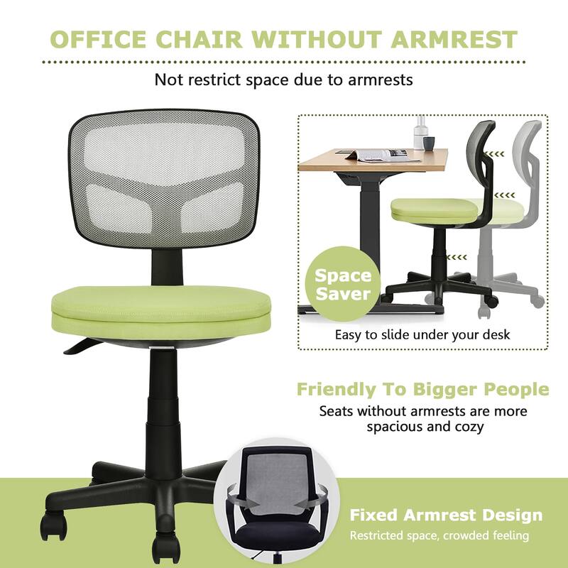 Costway Armless Office Chair Adjustable Swivel Computer Mesh Desk - See details