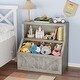 preview thumbnail 13 of 13, Kids Bookshelf, Wooden Toy Storage Organizer with Cubby Grey