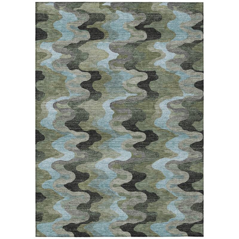 Machine Washable Indoor/ Outdoor Modern Mason Chantille Rug