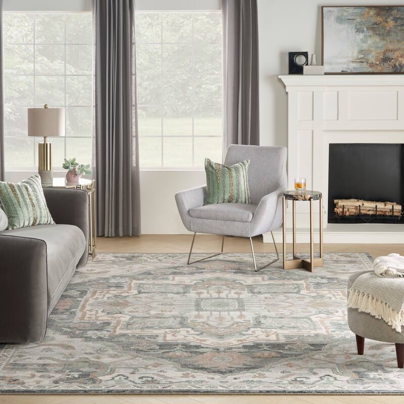 Nourison Parisa Traditional Persian Medallion Bordered Area Rug
