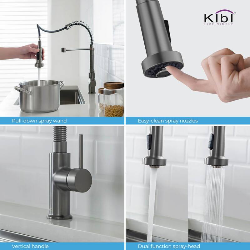 Aurora Single Handle Pull Down Kitchen Sink Faucet