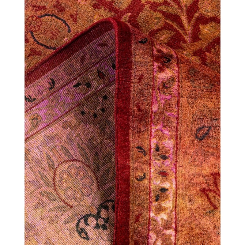 Overton Hand Knotted Wool Vintage Inspired Modern Contemporary Overdyed Gold Area Rug - 6' 3" x 12' 4"
