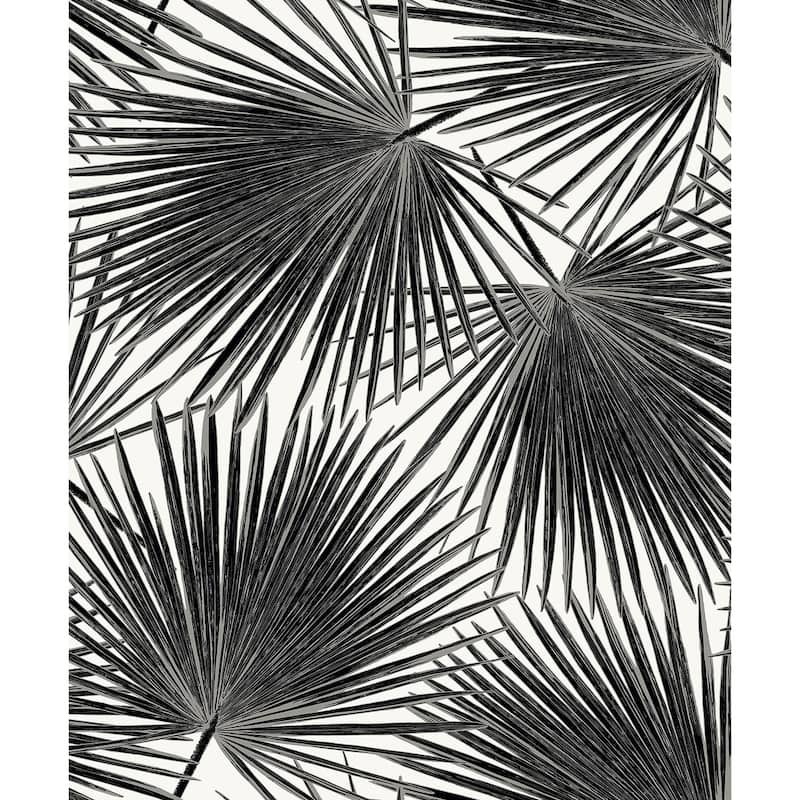 Seabrook Designs Haven Palm Prepasted Wallpaper - 20.9 in W x 33 ft. L - 20.9 in W x 33 ft. L - Inkwell