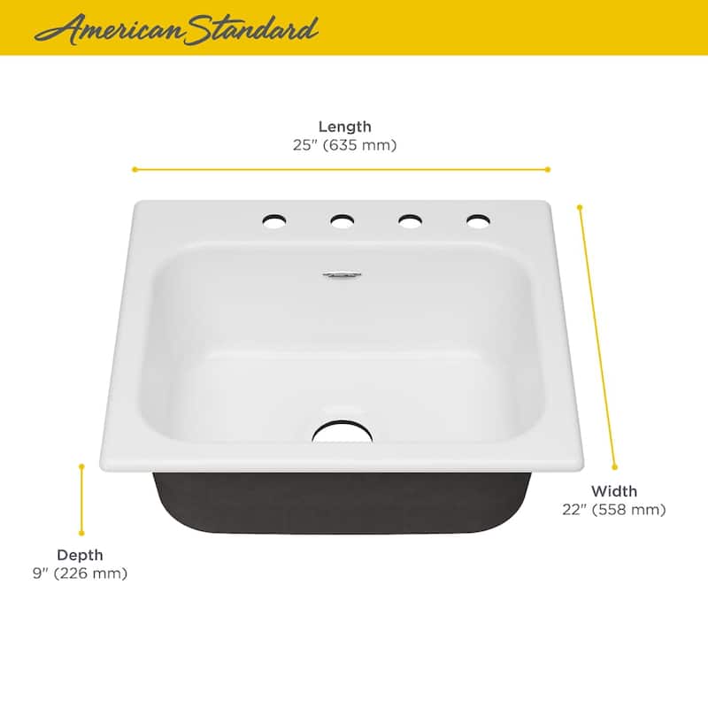 American Standard Quince 25" Drop In Single Basin Cast Iron Kitchen