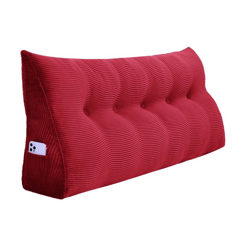 WOWMAX Large Reading Wedge Headboard Pillow for Bed Rest Back Support - Queen - Red