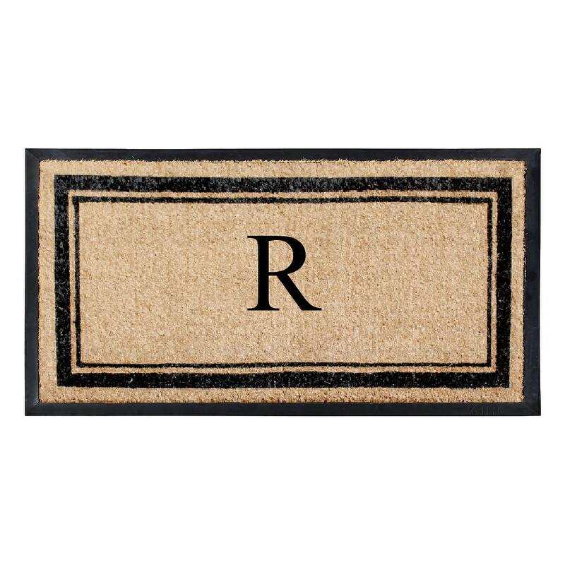 A1HC Picture Frame Natural Rubber & Coir Large Monogrammed Doormat 24"x48" - R