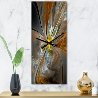 Designart 'Symmetrical Yellow Fractal Flower' Modern wall clock