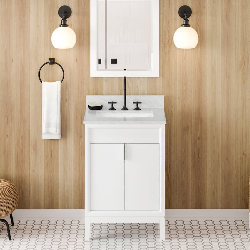Jeffrey Alexander VKITTHE24R-MARBLE Theodora II 24" Free Standing - White / White Carrara