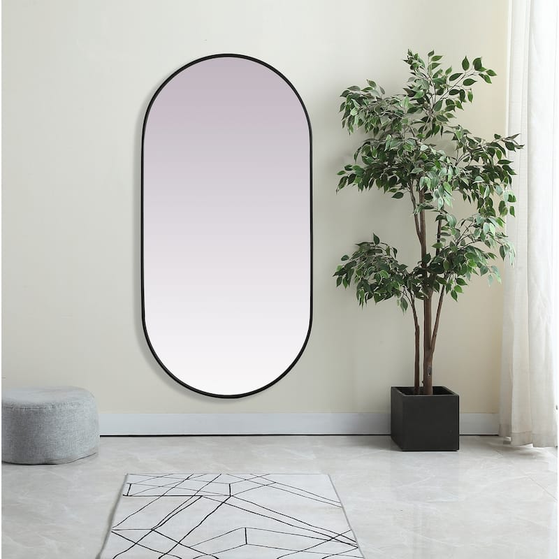 Indigo Home Metal Frame Oval Mirror 30x60 Inch