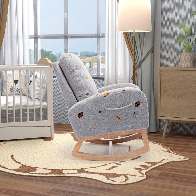 Modern Accent Rocker Armchair With Side Pocket