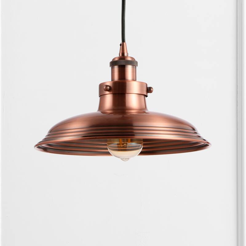 Elena 11" Adjustable Iron Industrial Rustic LED Pendant, Copper by JONATHAN Y