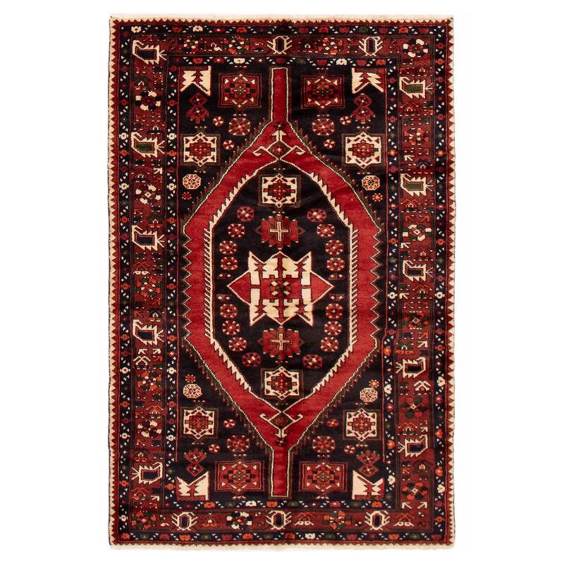 ECARPETGALLERY Hand-knotted Andelz Black Wool Rug - 4'6 x 7'2 - Black - 4'6 x 7'2