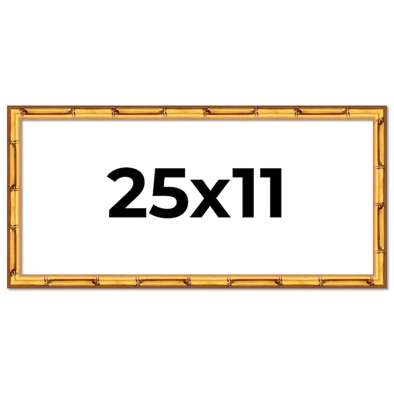 25x11 Frame Gold Bamboo Solid Wood Picture Frame | 1 Inch Moulding