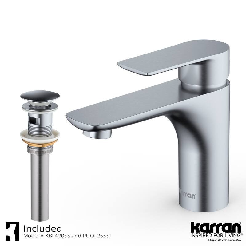 Karran Kayes single Hole Single Handle Basin Bathroom Faucet with Matching Pop-up Drain