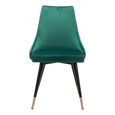 Offex Piccolo Dining Chair with Slim Pencil Legs - Set of 2, Green - 24.6"L x 20.5"W x 34.8"H.