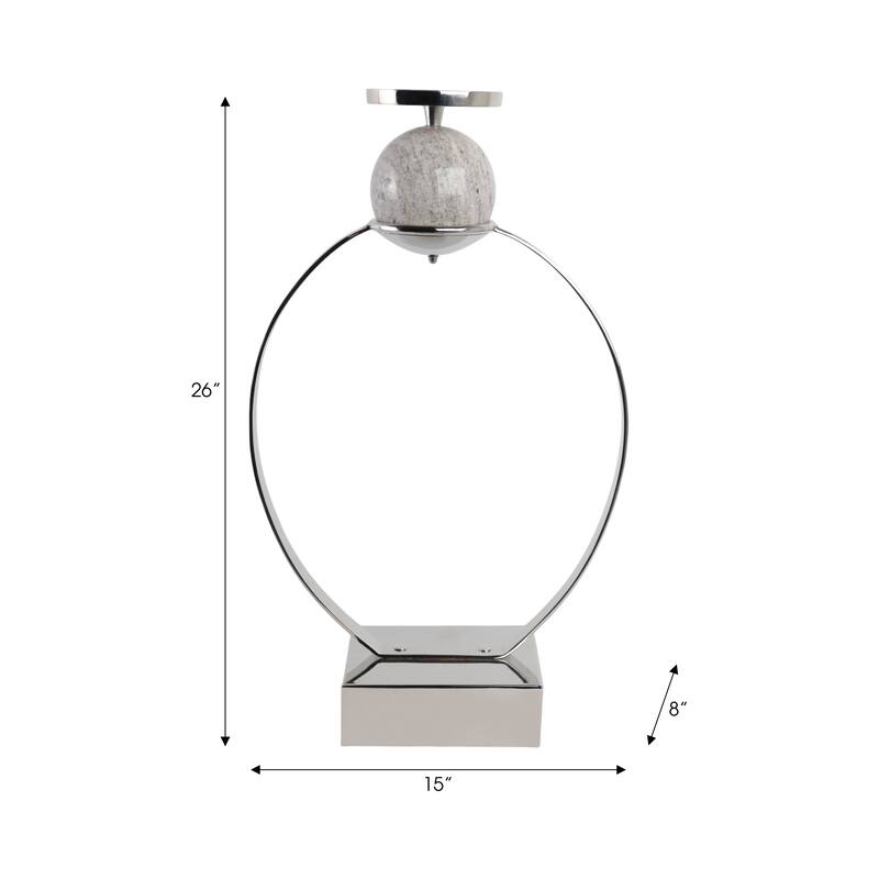 Candle Holder - Metal with Marble Sphere