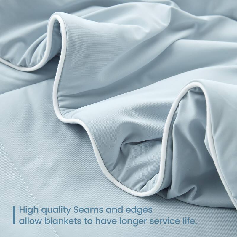 Dual-Sided Cooling Comforter Queen, Lightweight Cooling Blanket, Breathable Silk Smooth Summer Comforter for Hot Sleepers