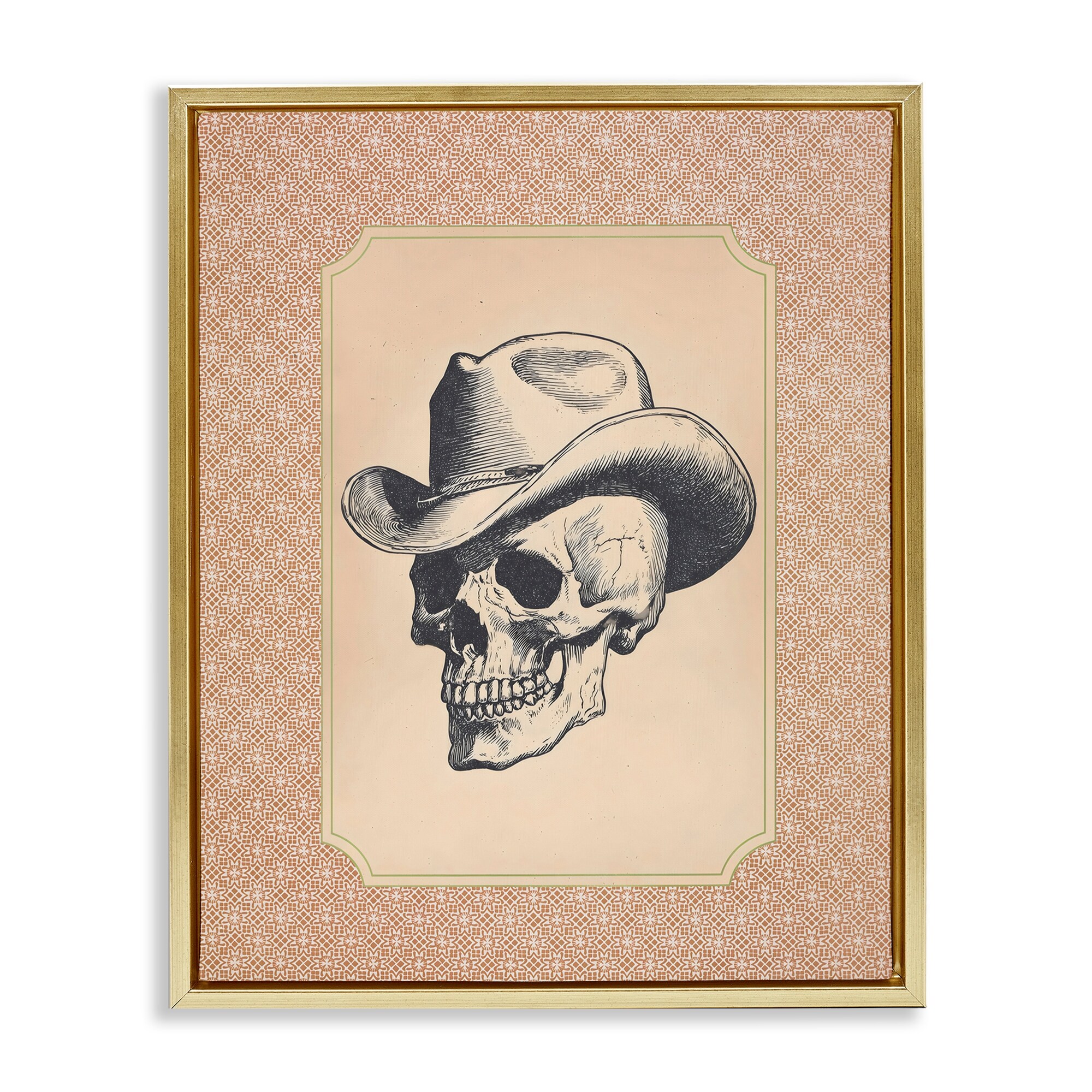 Stupell Vintage Cowboy Skull Framed Floater Canvas Wall Art Design By Arlington Prints