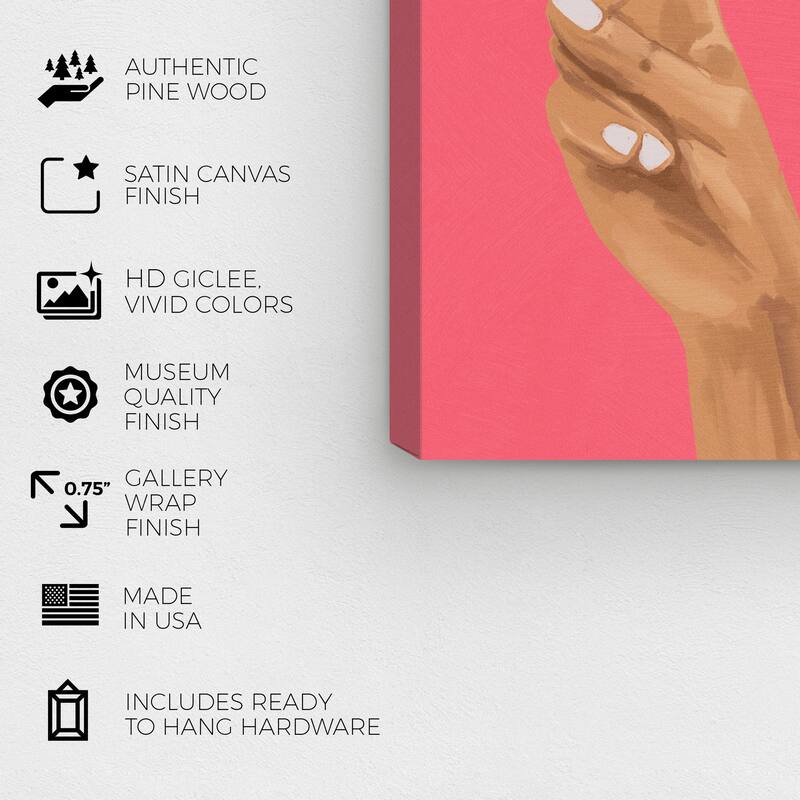 Wynwood Studio Canvas People and Portraits Bright Pink Friendship Pink and Modern & Contemporary Wall Art Canvas Print