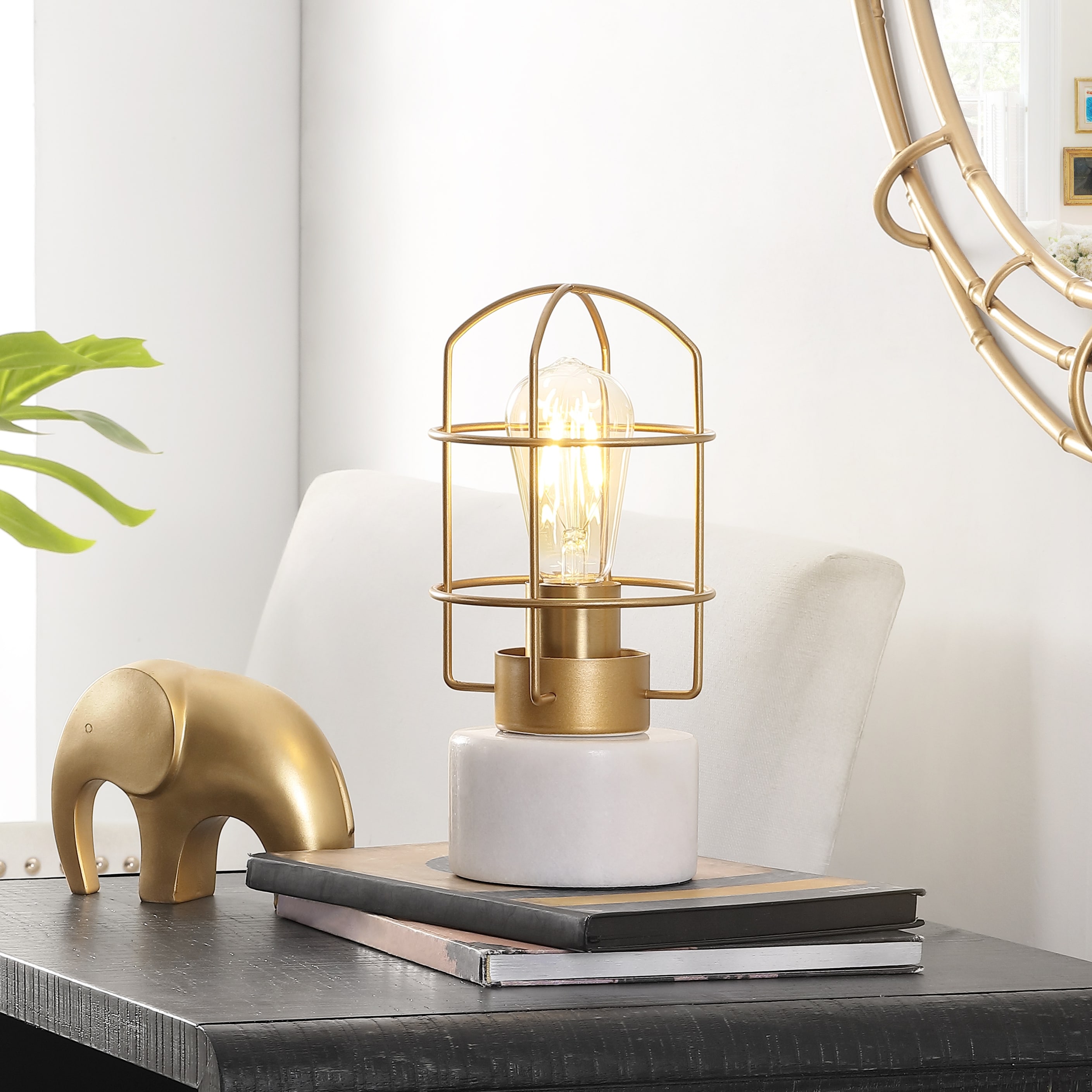 Safavieh Sadaf Iron Table Lamp in Brass