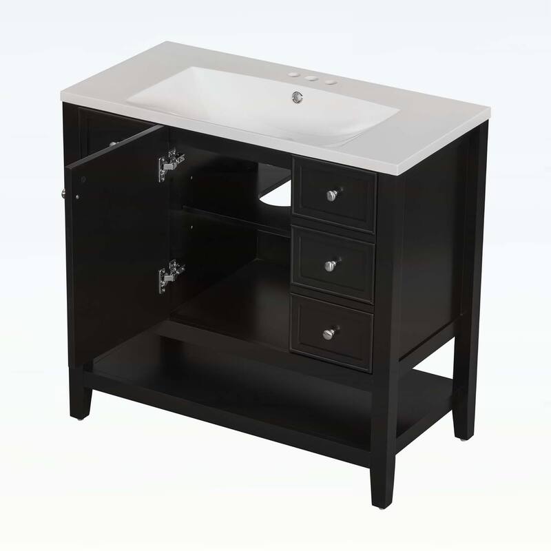 Bathroom Vanity with Sink,Cabinet,and Drawers,Open Shelf