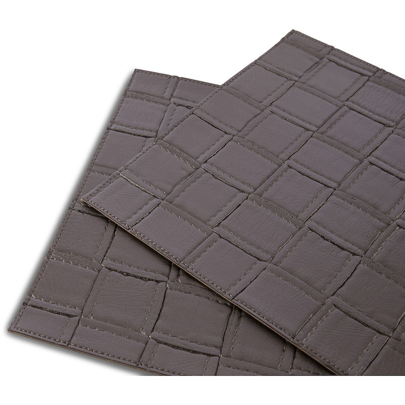 HomeRoots 18" Set of Four Espresso Basketweave Faux Leather Placemats - 18.00 in. x 12.00 in. x 0.01 in.