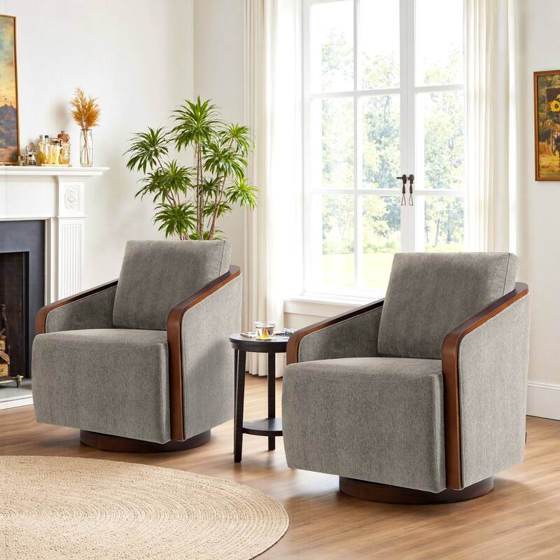 Modern Upholstered Swivel Accent Chair Set of 2