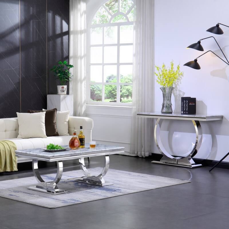 Luxury Circle Base Coffee Table 48 inches Rectangle Living Room Tea Table Sofa Coffee Table for Living Room