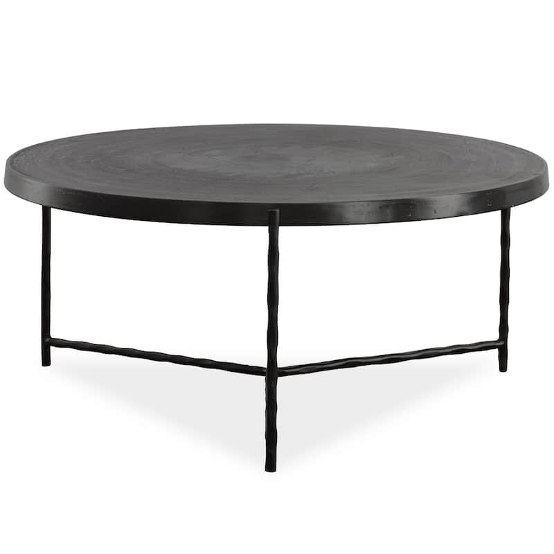 Round Aluminum Top Coffee Table - 35.75" - Black