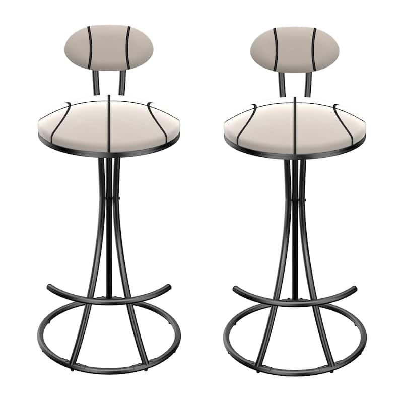 Upholstered Bar Stools Set of 2 Striped Counter Height Barstools Modern Velvet Dining Chairs