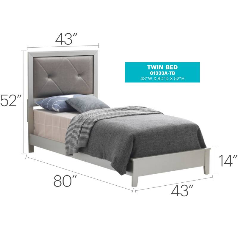 Silver Champagne Twin Bed with Sleek Finish, Durable Frame and Practical Storage for Guest Rooms or Modern Spaces