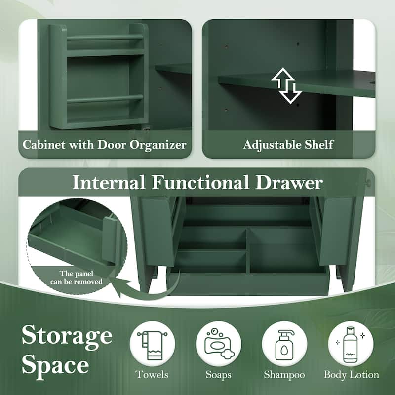 Bathroom Vanity with Sink, Storage Cabinet with Adjustable Shelves, Vanity Set with Soft Close Door and Drawer